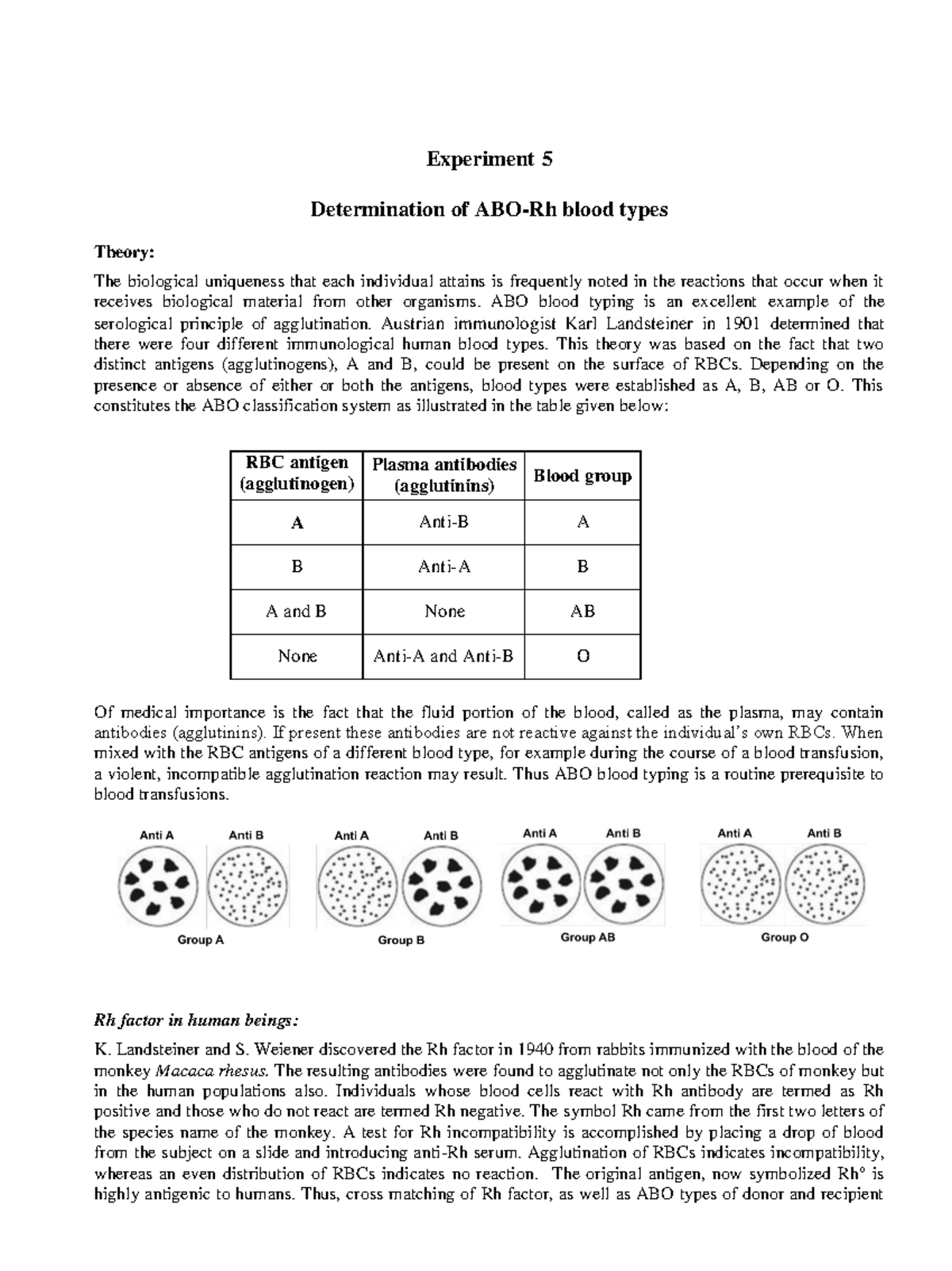 blood grouping experiment pdf