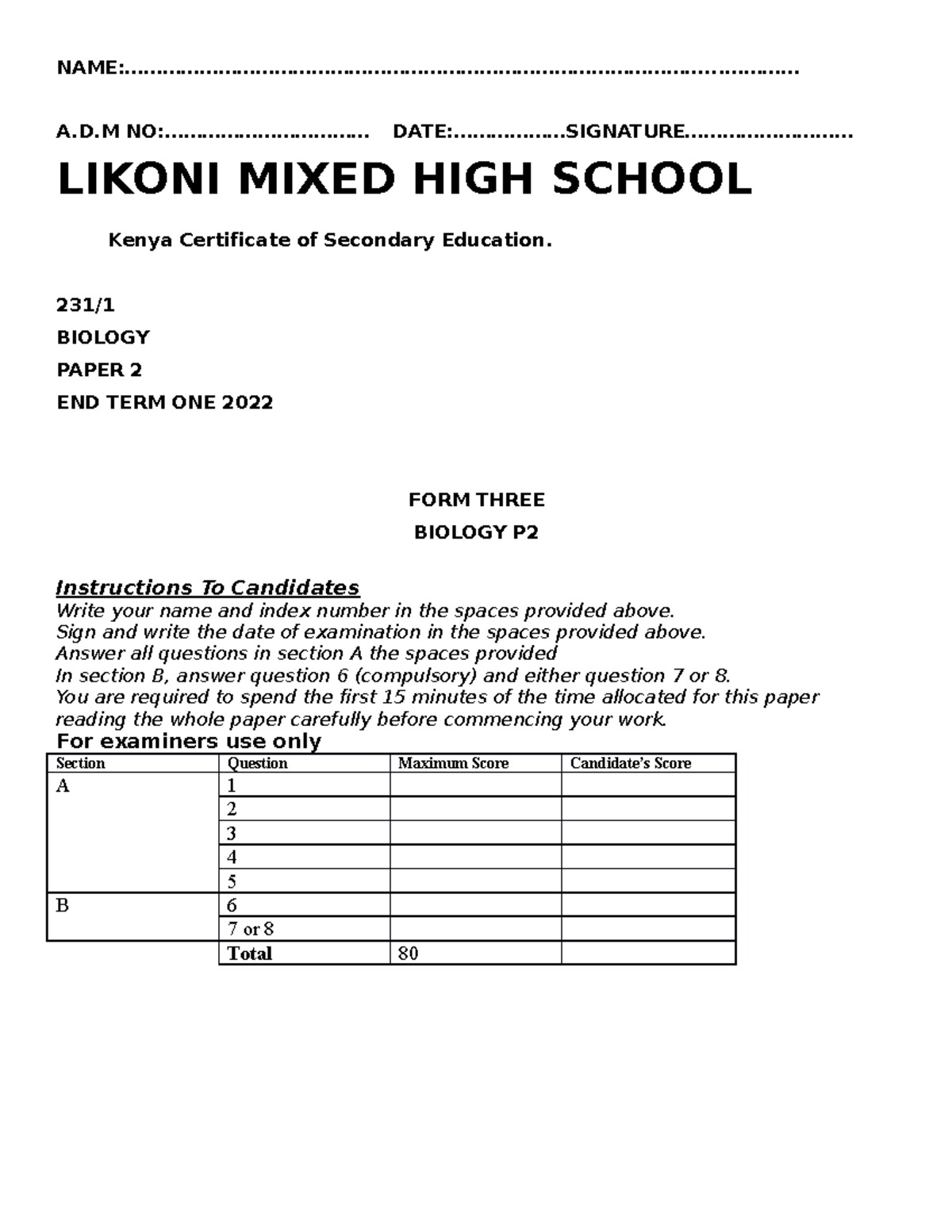 Biology P2 revision materials Religious studies KU Studocu