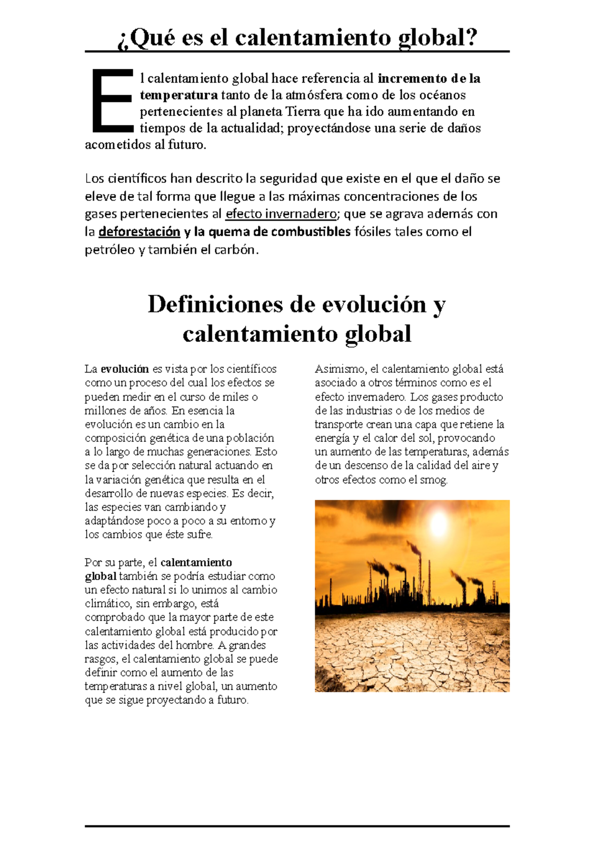 Qué es el calentamiento global - es el calentamiento global? E l ...