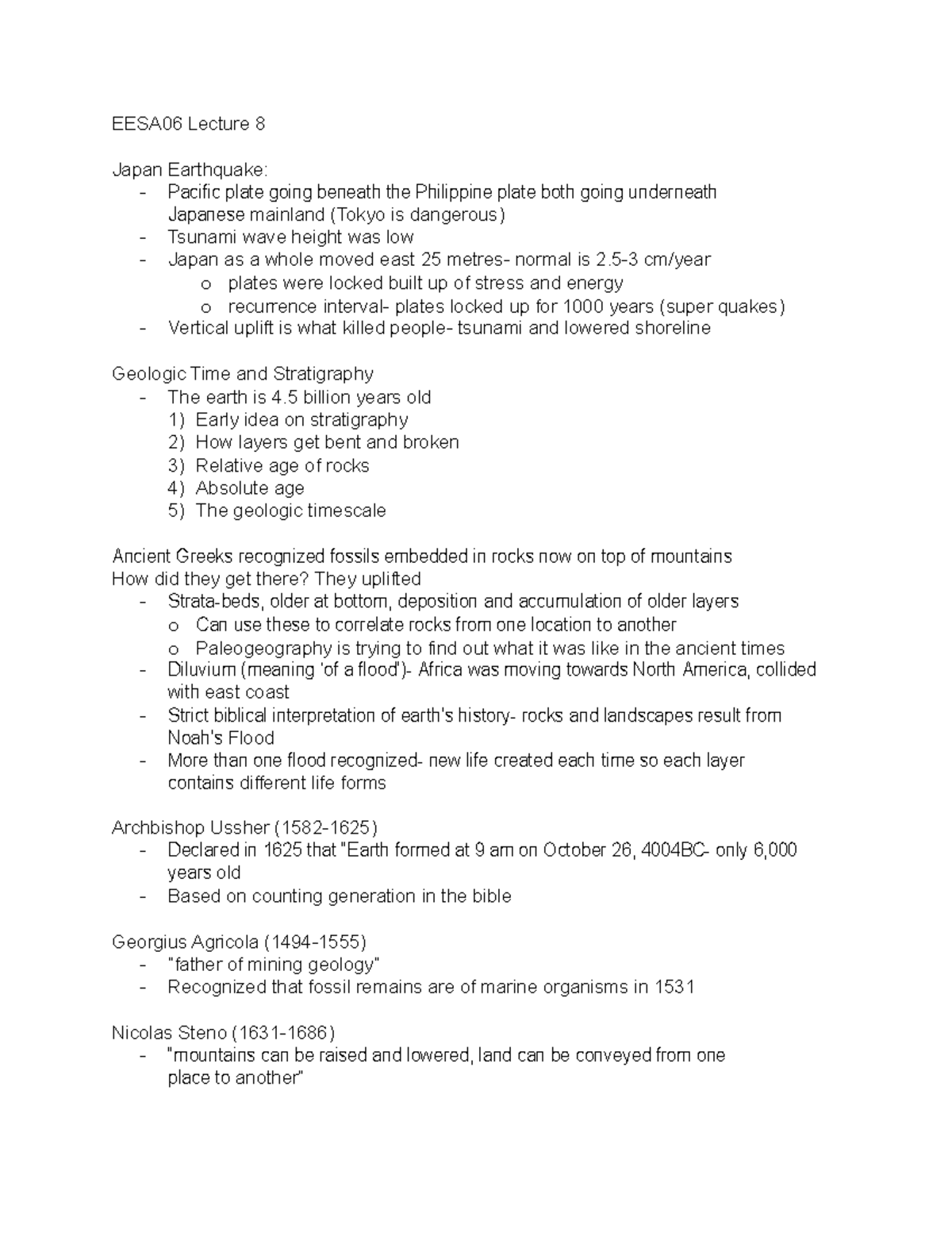 Lec8-11 notes - EESA06 Lecture 8 Japan Earthquake: - Pacific plate ...