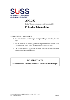 ANL252 Tutor-Marked Assignment July 2023 Semester - ANL Python for Data ...