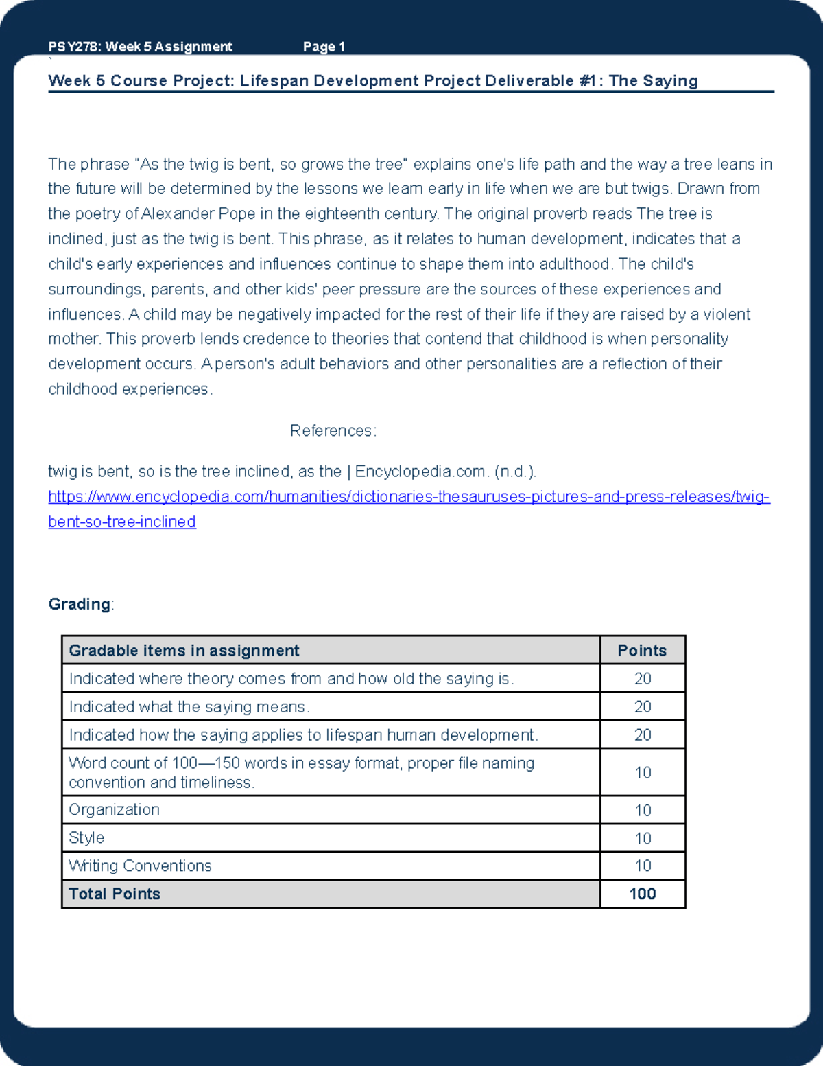 PSY278H Wk5 Project 1 Dhoward 11052023 - PSY278: Week 5 Assignment Page ...