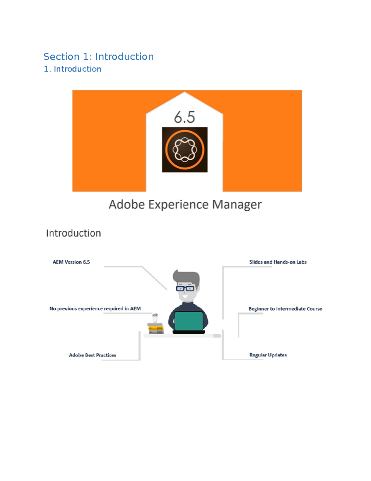 Udemy AEM course 6.5 Section 1 Introduction 1. Introduction 2. AEM