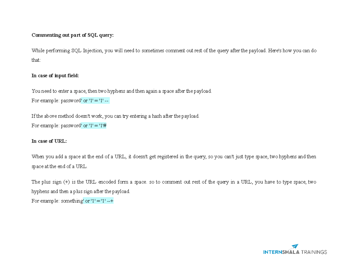 3-Commenting Out Part of SQL Query - Commenting out part of SQL query ...