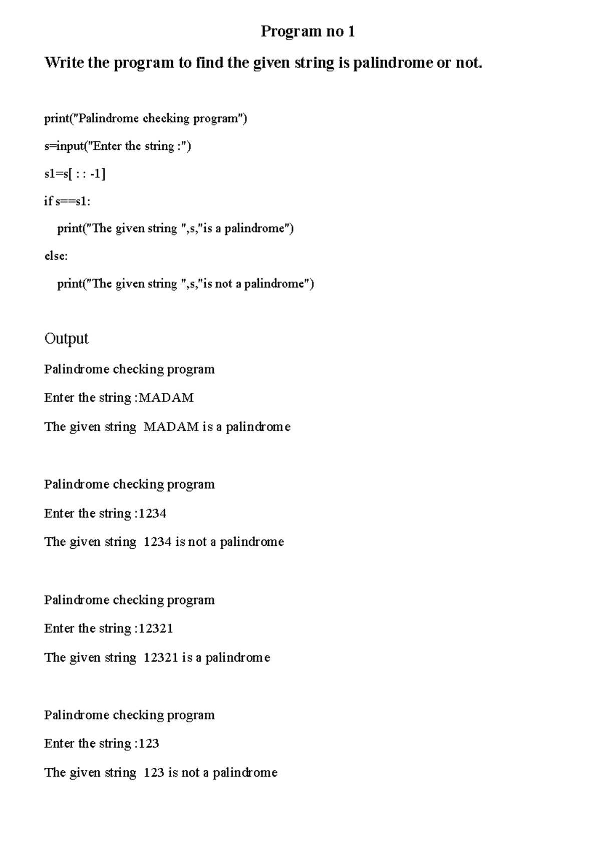 Practical Program no 1 - Program no 1 Write the program to find the ...