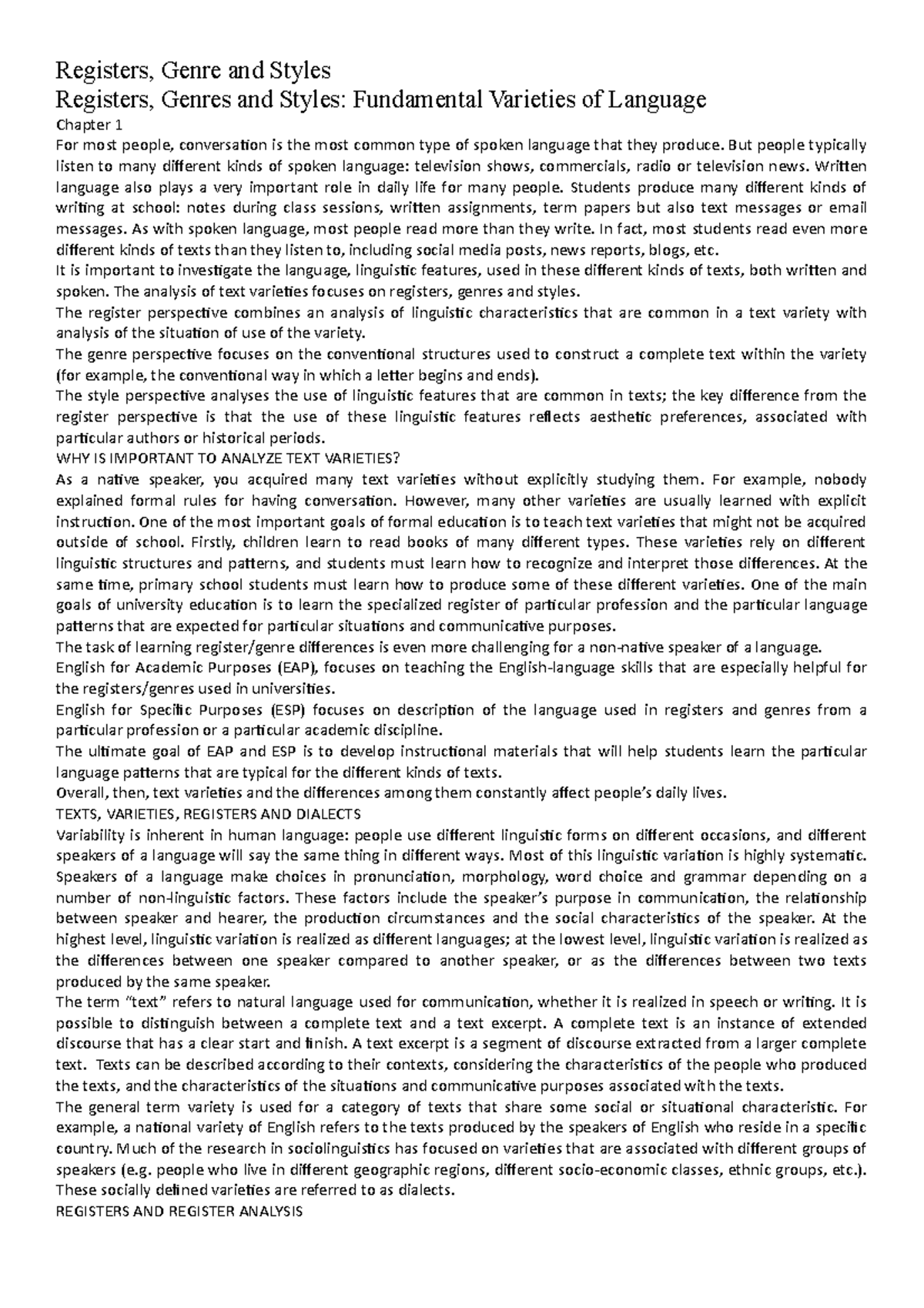 Registers, Genres and Styles riassunto - Registers, Genre and Styles ...
