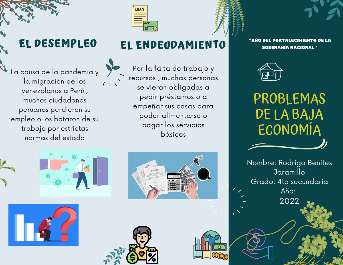 Triptico De Problemas De Baja Economia Por La Falta De Trabajo Y Recursos Muchas Personas Se 2030