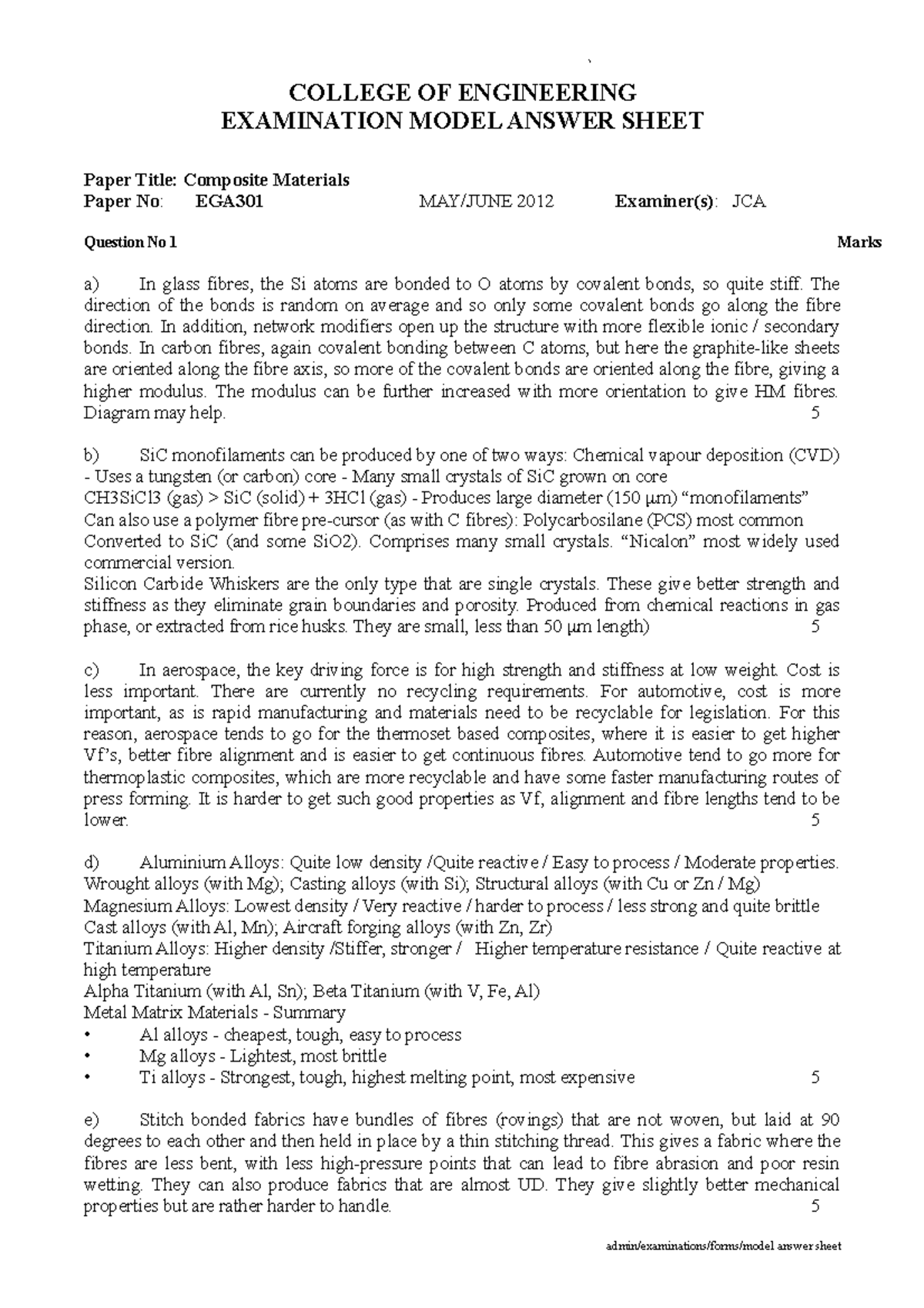 Composite Materals - 2012 Paper - COLLEGE OF ENGINEERING EXAMINATION ...