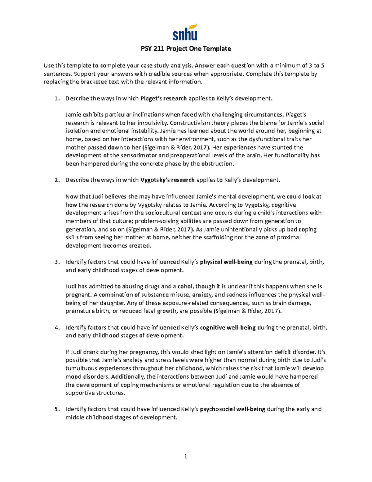 PSY 211 Project 1 Template PSY 211 Project One Template Use this PSY 211 Project 1 Template PSY 211 Project One Template Use this