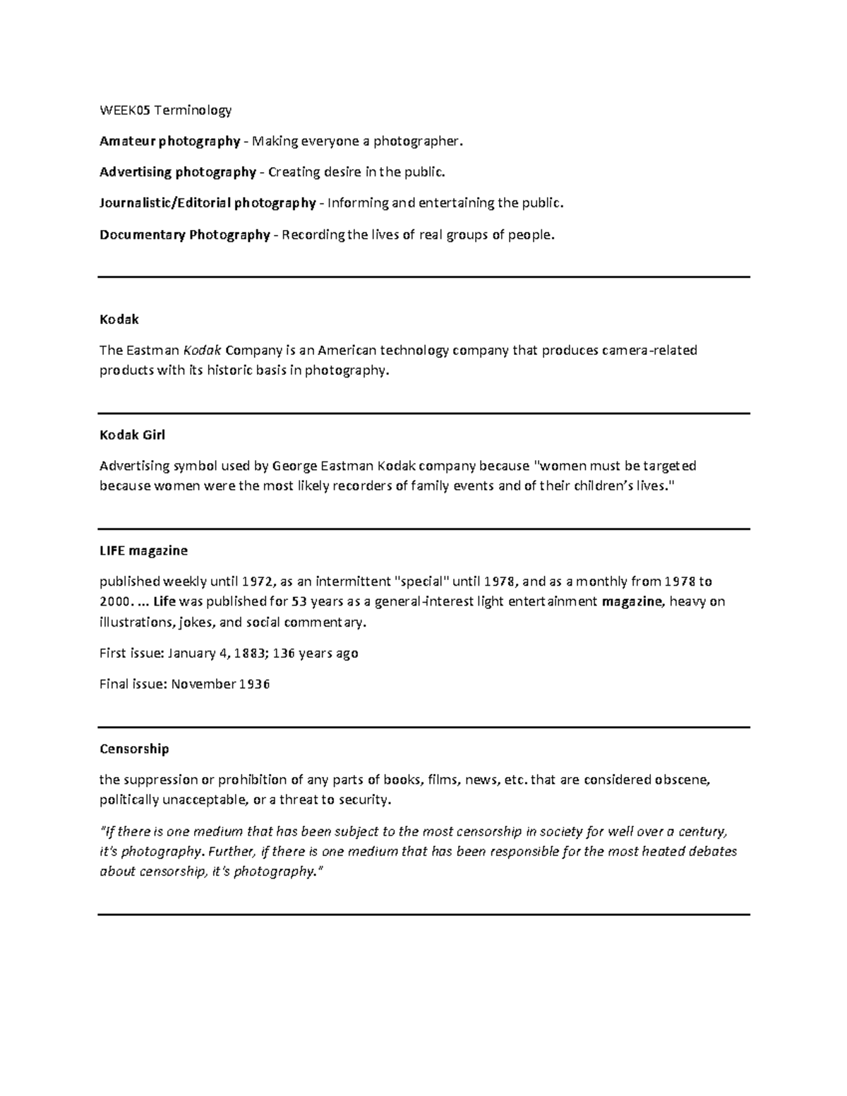 WEEK05 Terminology - Lecture Notes for Week 005. - WEEK05 Terminology ...