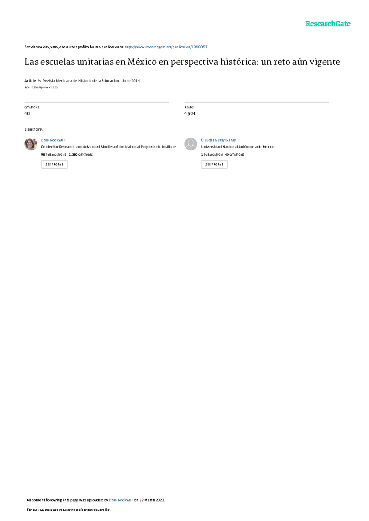 2014 Rockwell Rockwelly Garay Escuelas Unitarias RMIE - See discussions ...