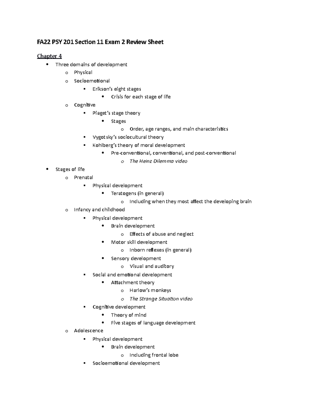 Exam 2 Review Sheet - FA22 PSY 201 Section 11 Exam 2 Review Sheet ...