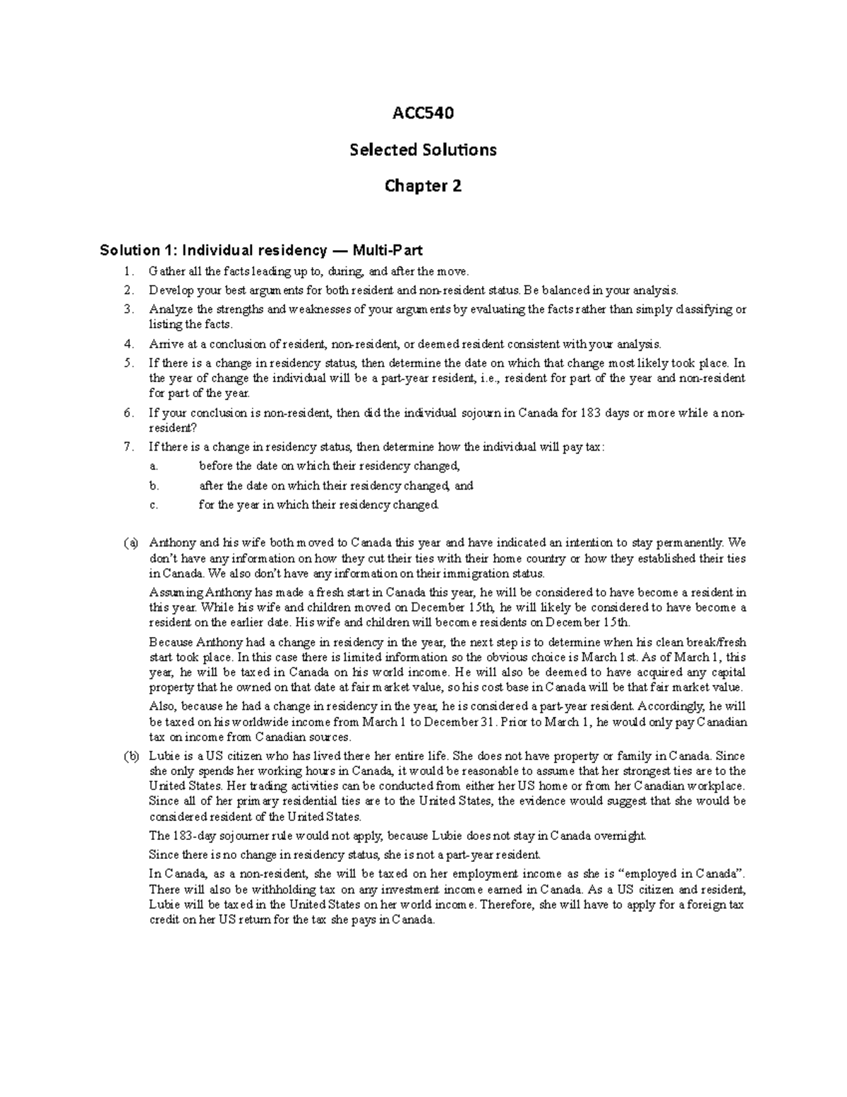 Chapter 2 - Selected Solutions - ACC Selected Solutions Chapter 2 ...