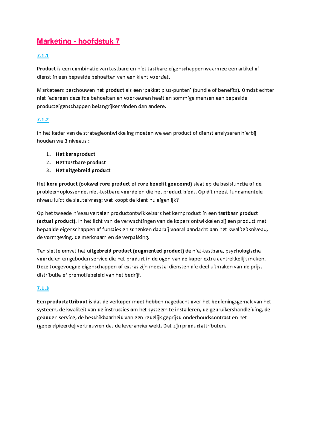 Samenvatting Grondslagen Van De Marketing Hoofdstuk 7 - Marketing ...