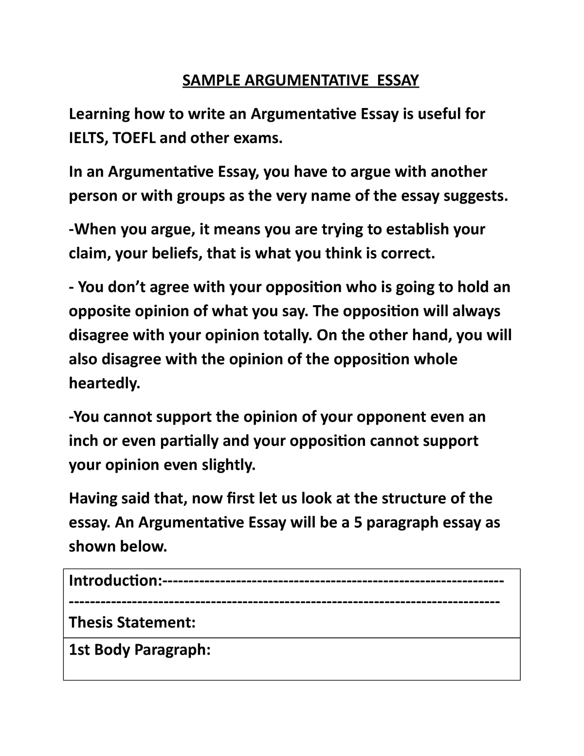 argumentative essay introduction paragraph example