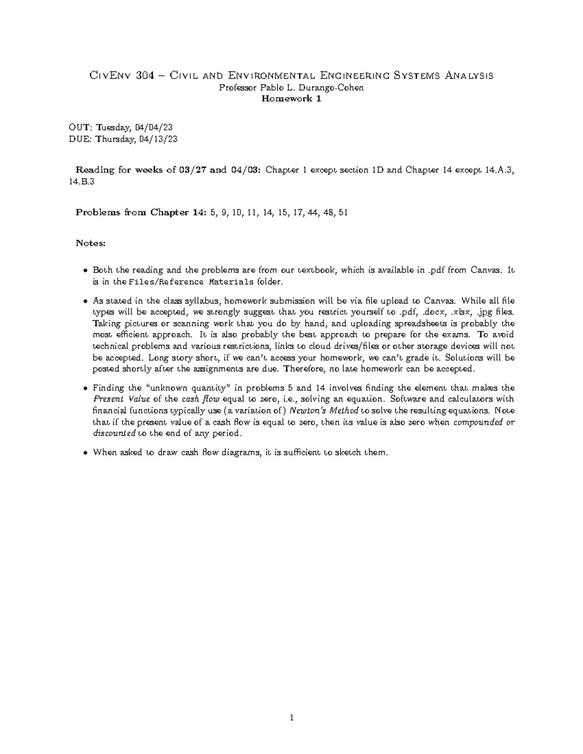 Hw1 - Homework - CivEnv 304 – Civil and Environmental Engineering ...
