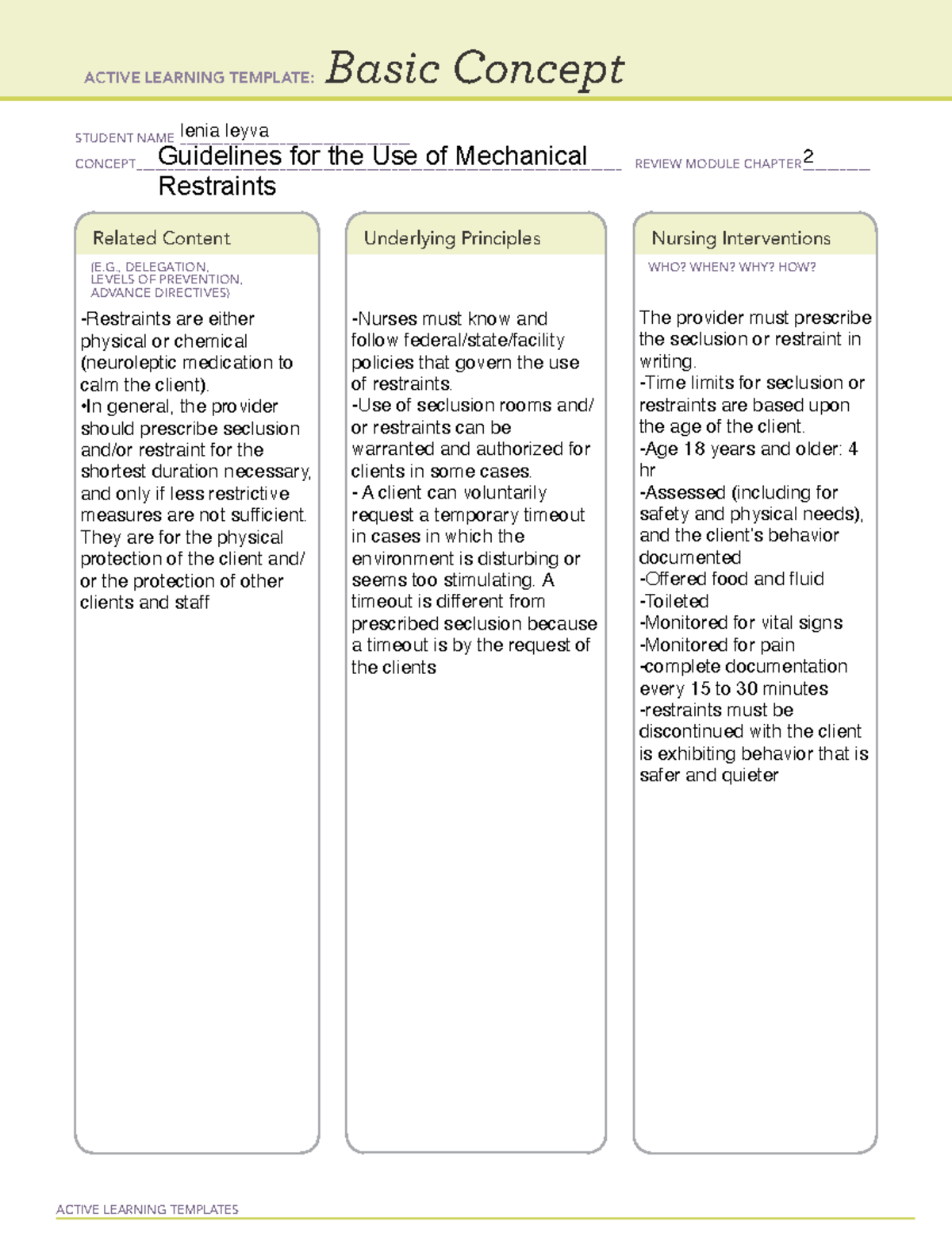 Basic Concept Guidelines for the Use of Mechanical Restraints ACTIVE