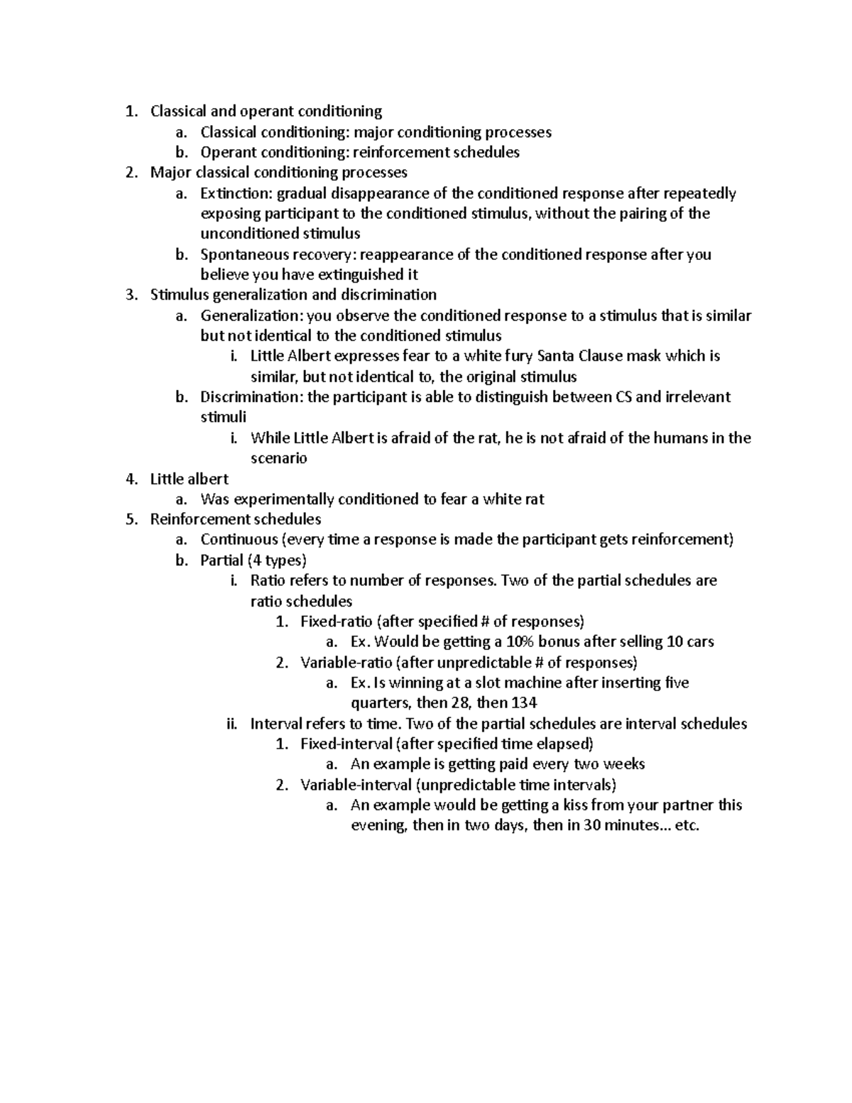 Chapter 7 notes - Classical and operant conditioning a. Classical ...