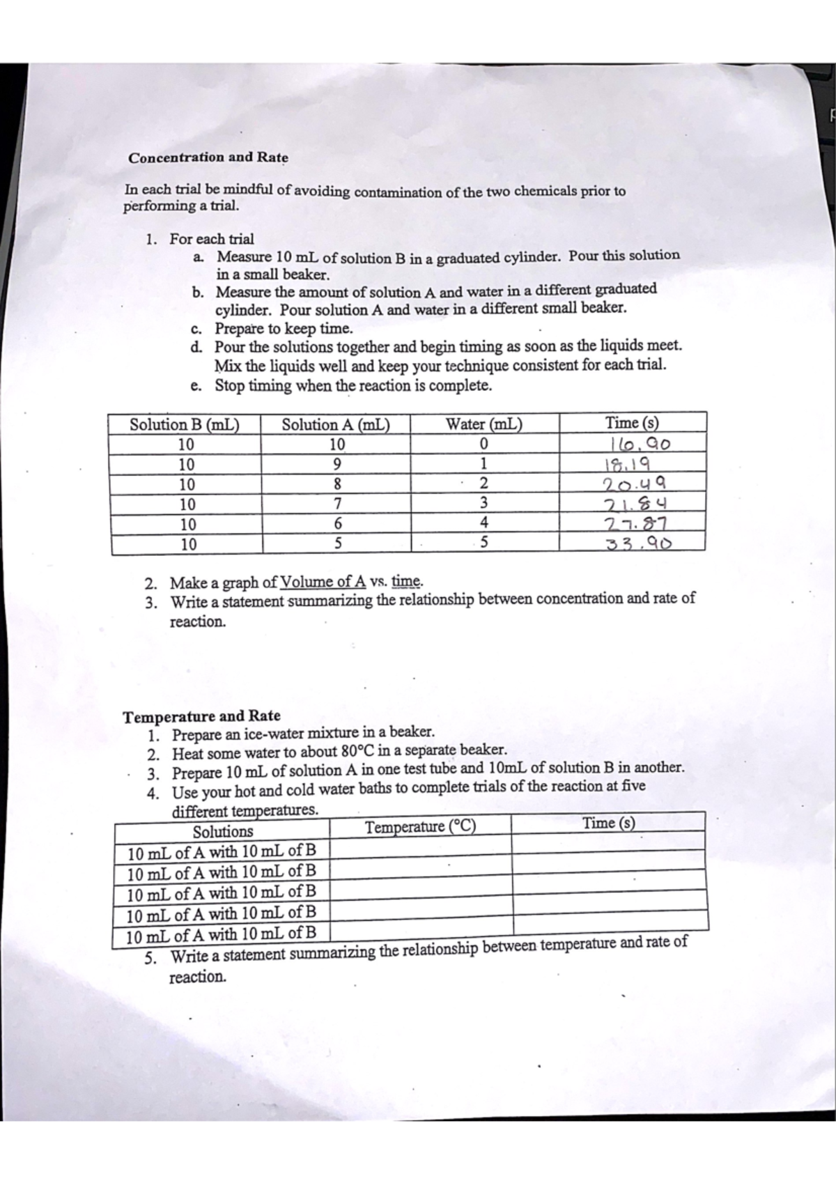 Reaction Rate Lab Studocu