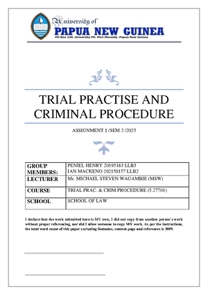 (5.27701).Trial Practice Criminal Procedure - THE UNIVERSITY OF PAPUA ...