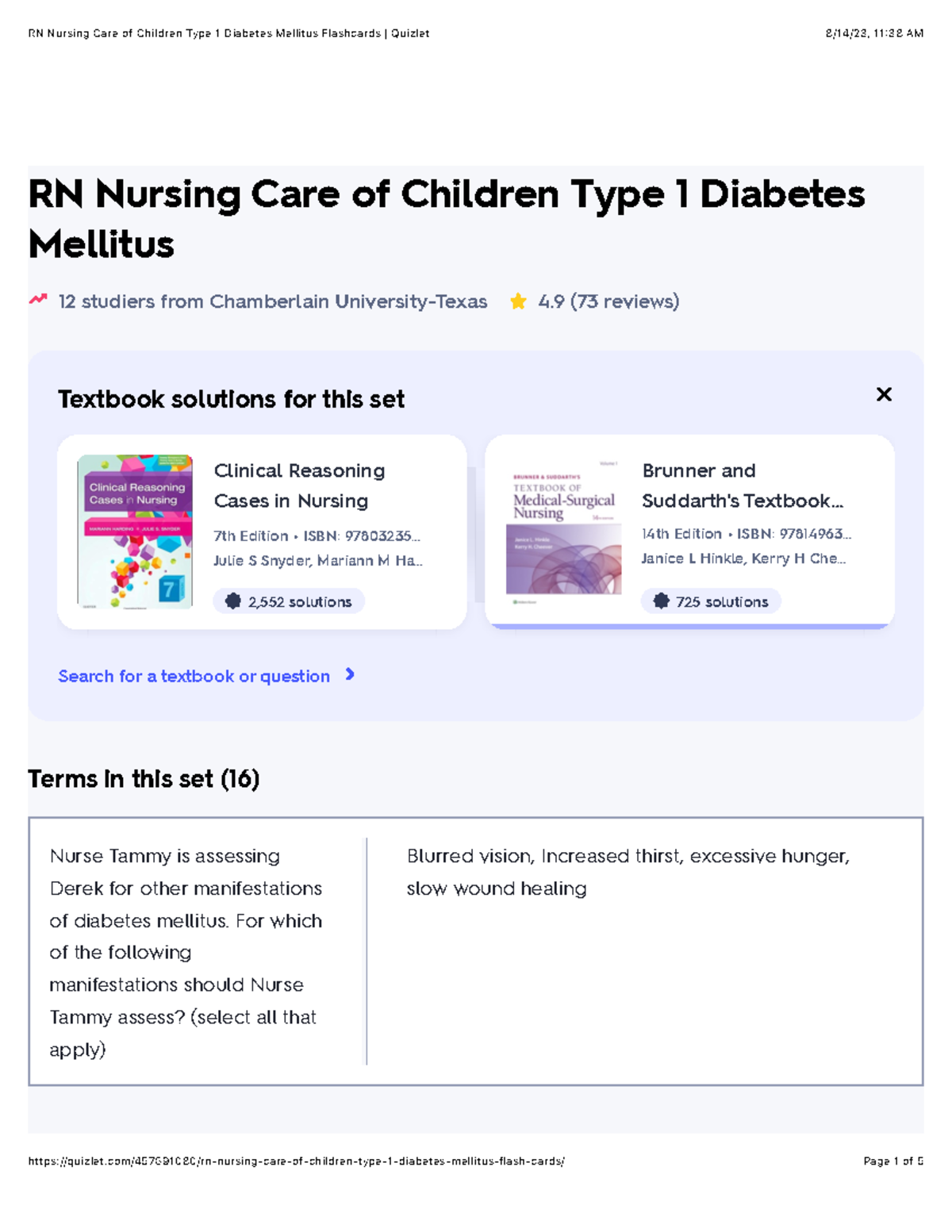 Rn Nursing Care Of Children Type 1 Diabetes Mellitusnotifications - ucwa4ub