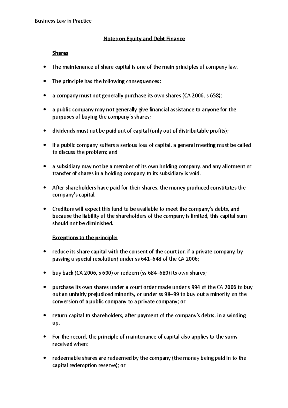 notes-on-equity-and-debt-finance-notes-on-equity-and-debt-finance