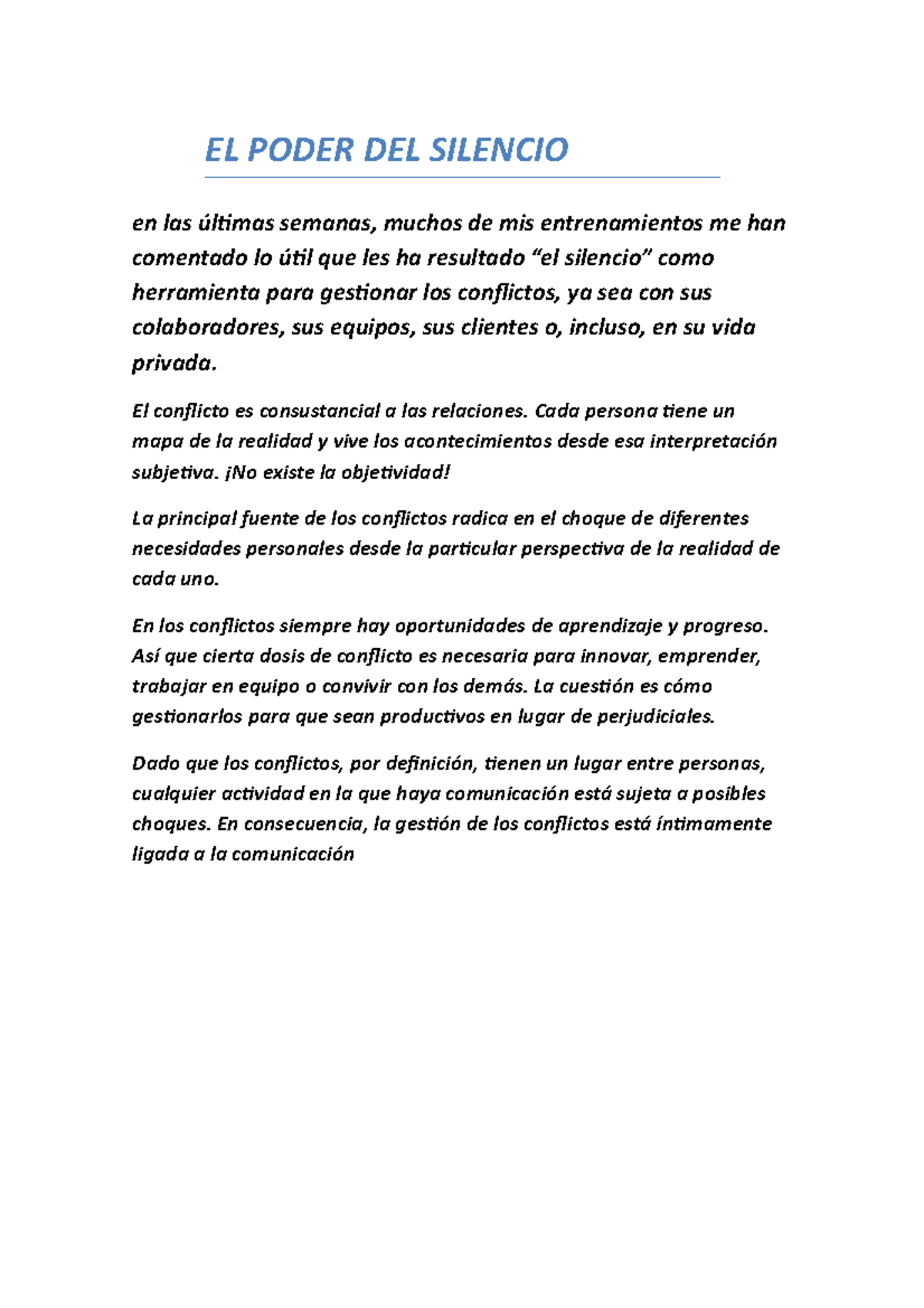 EL Poder DEL Silencio - EL PODER DEL SILENCIO en las últimas semanas ...