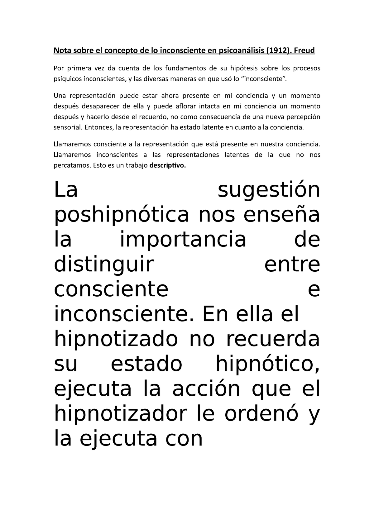 Nota Sobre El Concepto De Lo Inconsciente En Psicoanálisis 1912 Freud Freud Por Primera 1242