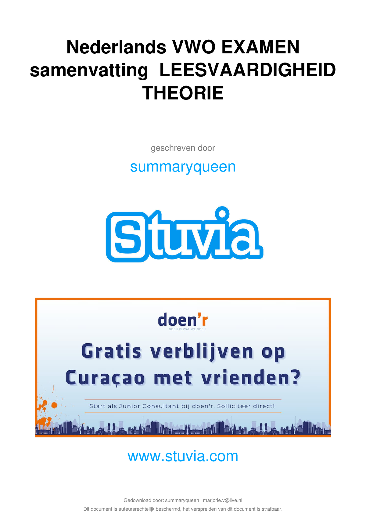 Stuvia 423528 Nederlands Vwo Examen Samenvatting Leesvaardigheid ...