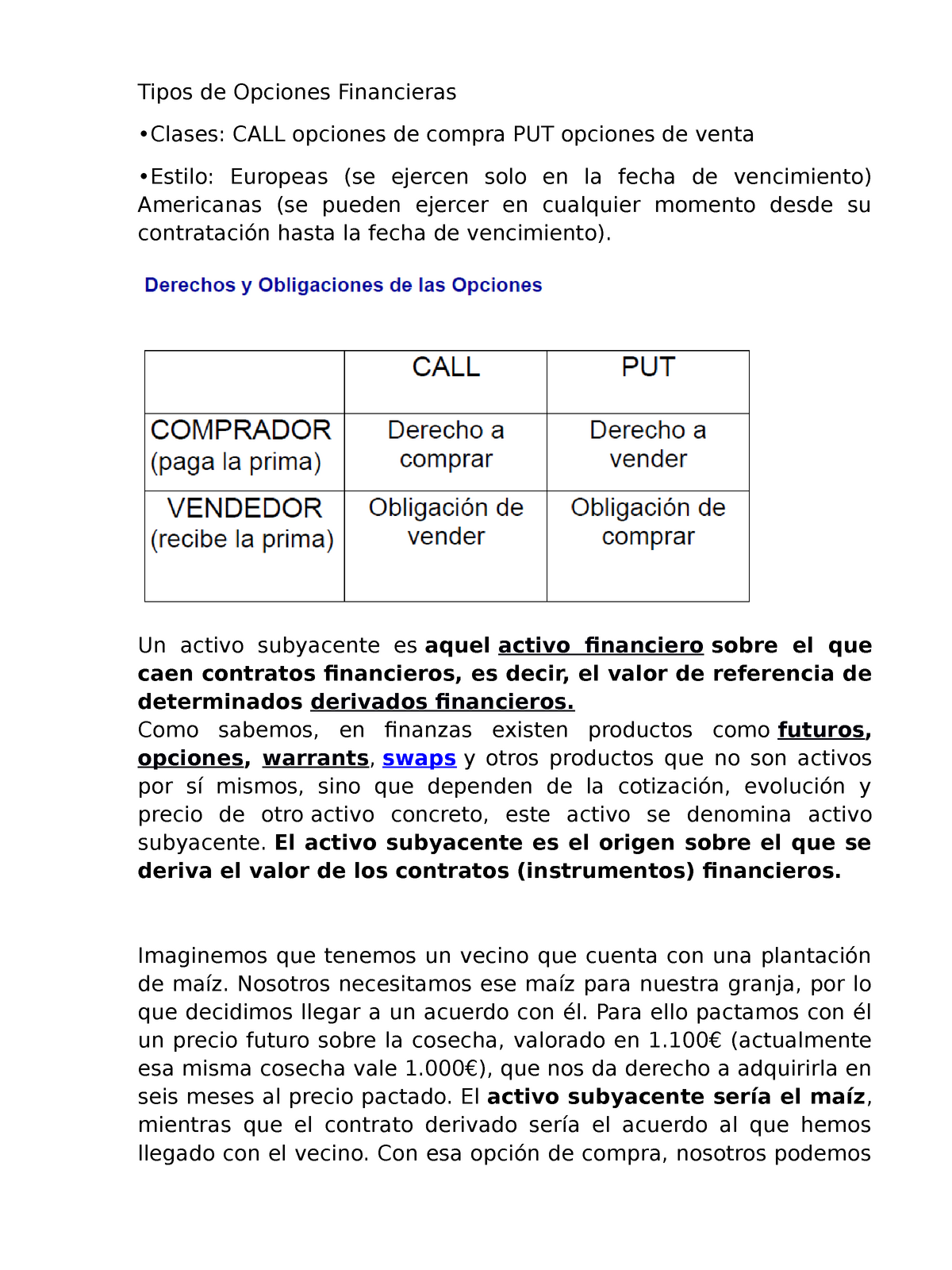 Tipos De Opciones Financieras - Tipos De Opciones Financieras •Clases ...