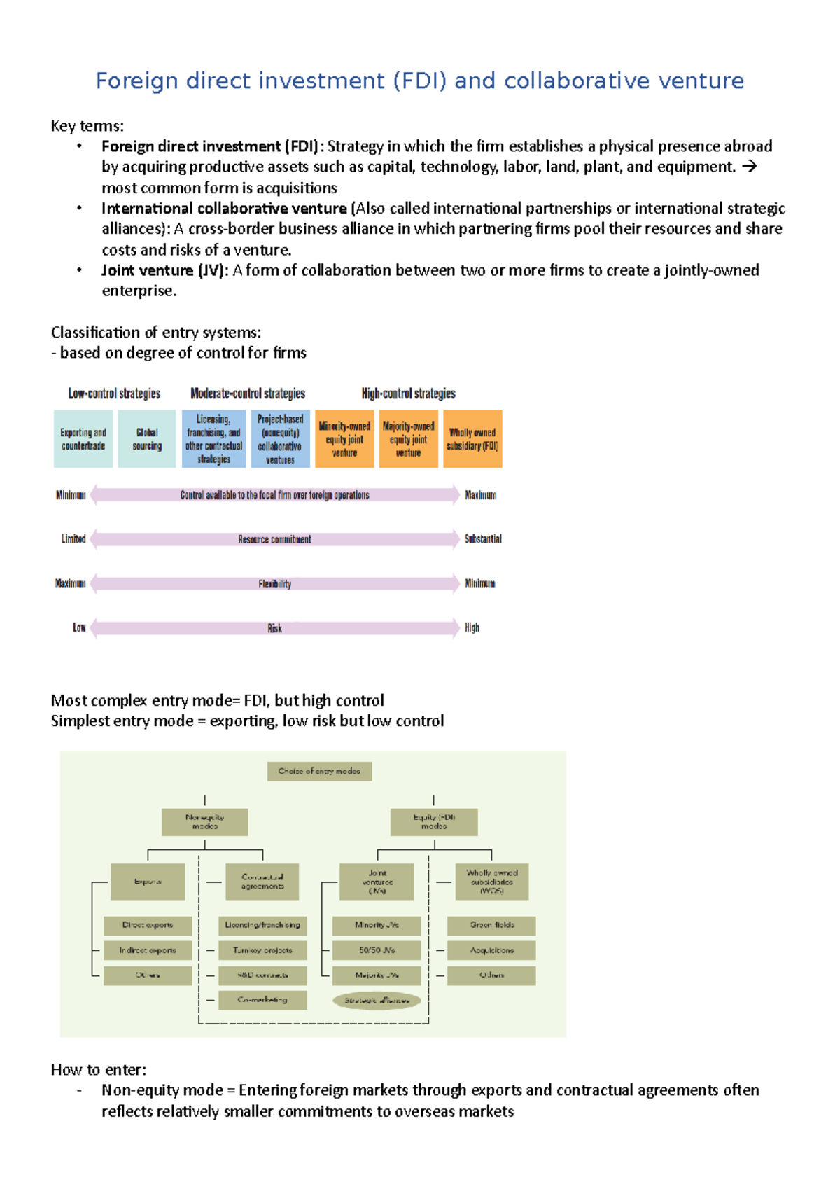 5 - international strategy - Foreign direct investment (FDI) and ...