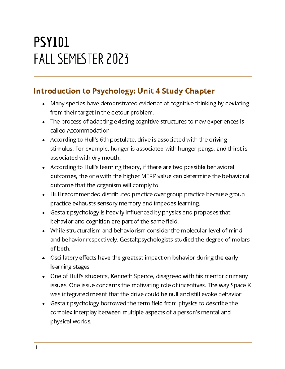PSY101 FALL SEMESTER 2023 Introduction To Psychology Unit 4 Study psy101-fall-semester-2023-introduction-to-psychology-unit-4-study