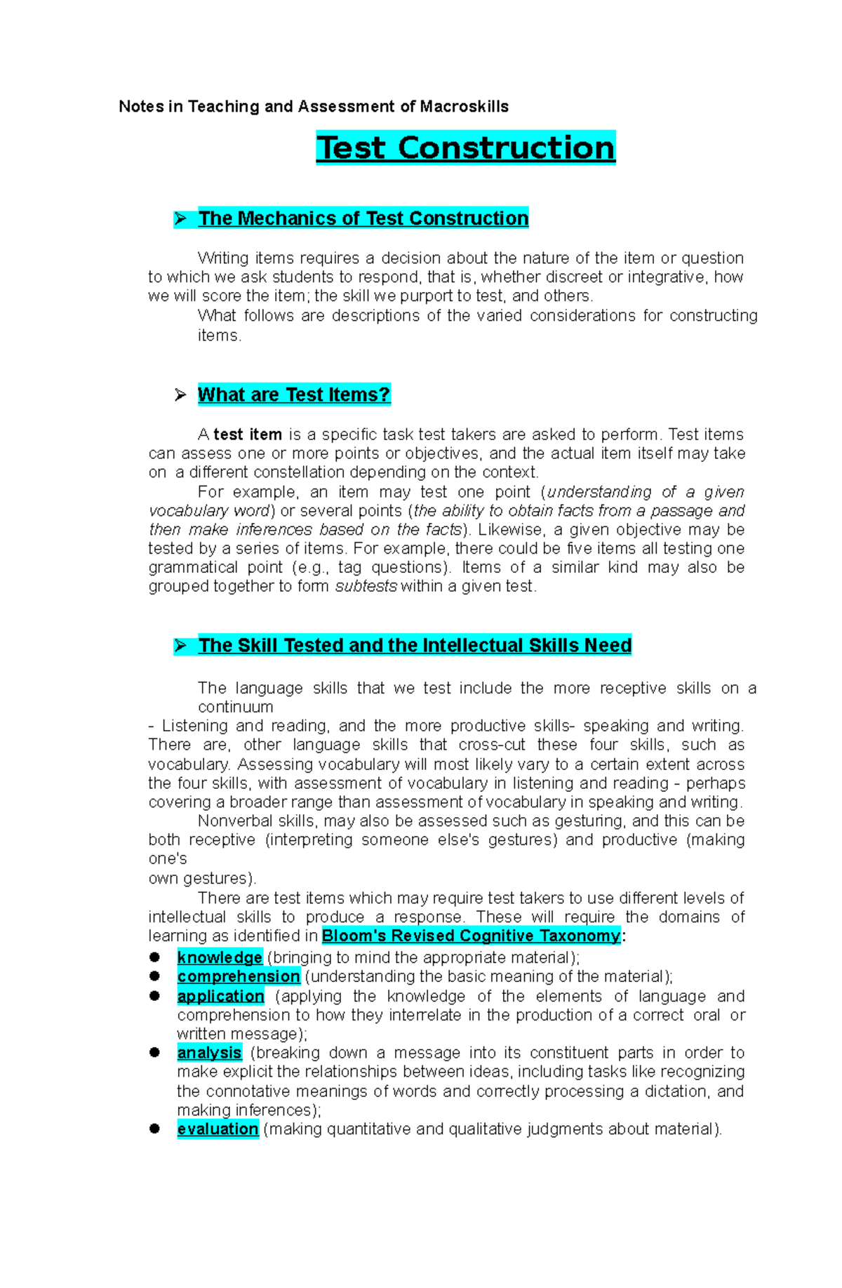 test-construction-notes-in-teaching-and-assessment-of-macroskills