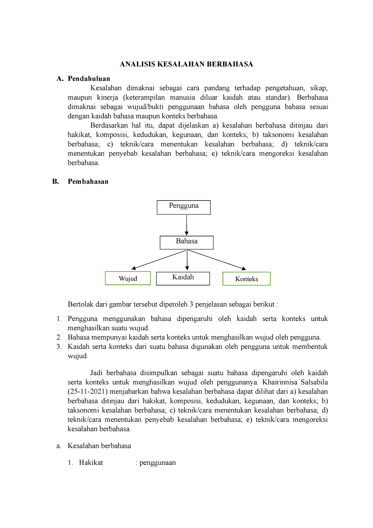 Analisis - ANALISIS KESALAHAN BERBAHASA A. Pendahuluan Kesalahan ...