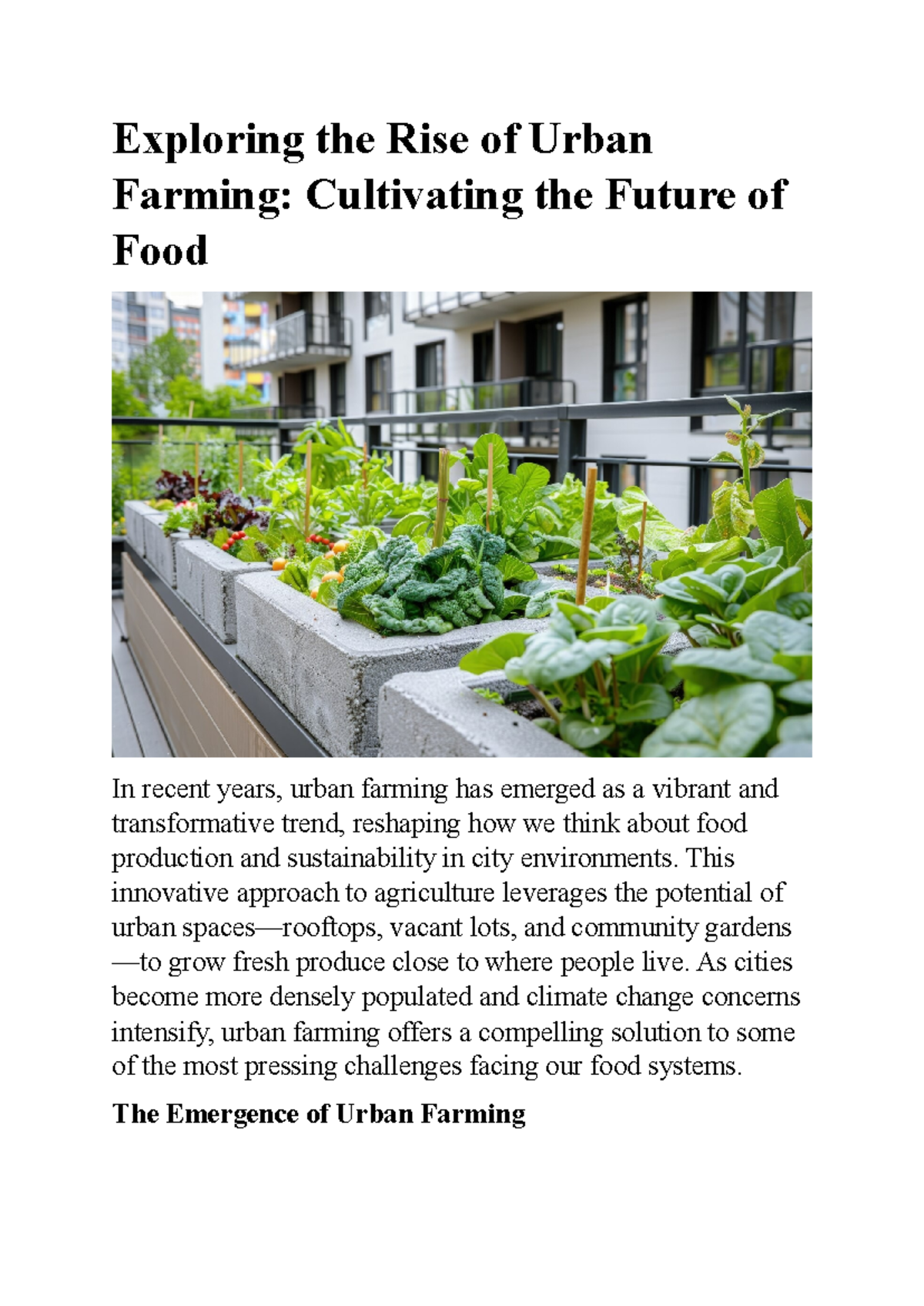 Exploring the Rise of Urban Farming - Exploring the Rise of Urban ...