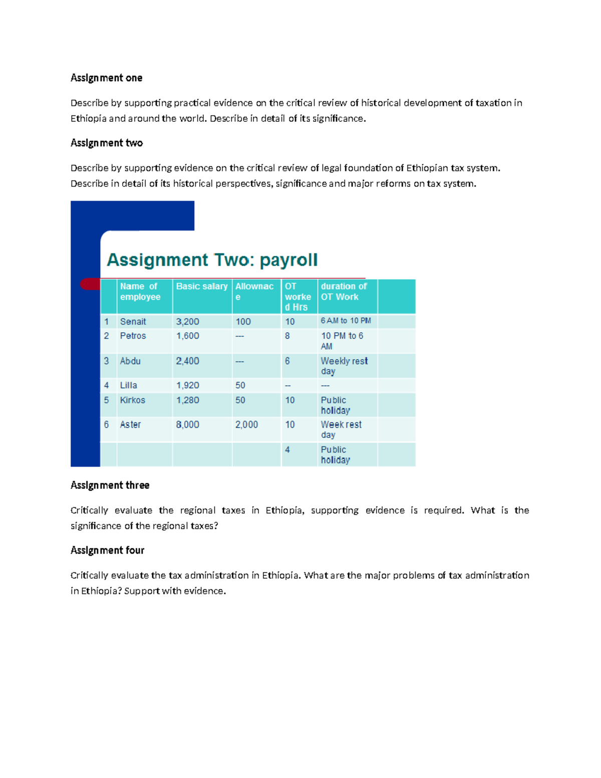 Assignment two - Assignment one Describe by supporting practical ...