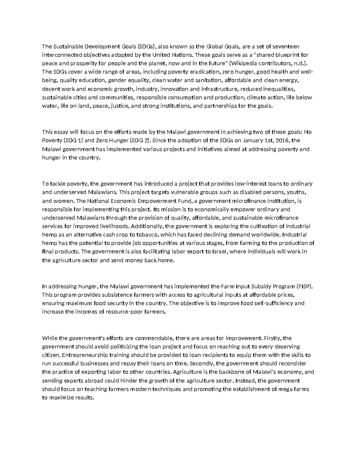 Glbzn Discussion Unit 2 - The Sustainable Development Goals (SDGs ...