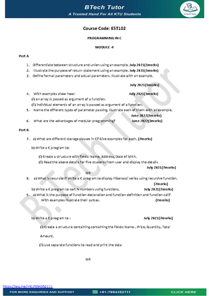 JULY 2021 PIC - Question paper of c programming in July 2021 - F ...
