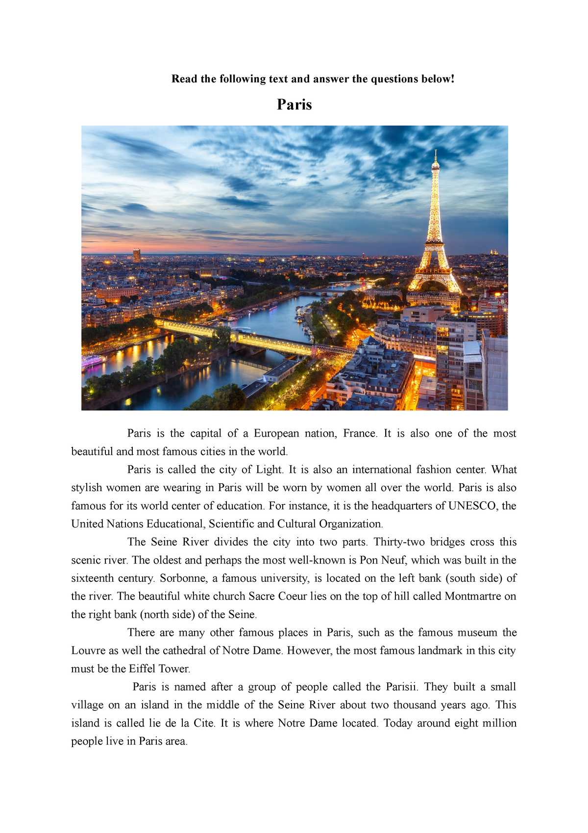 essay in french on paris