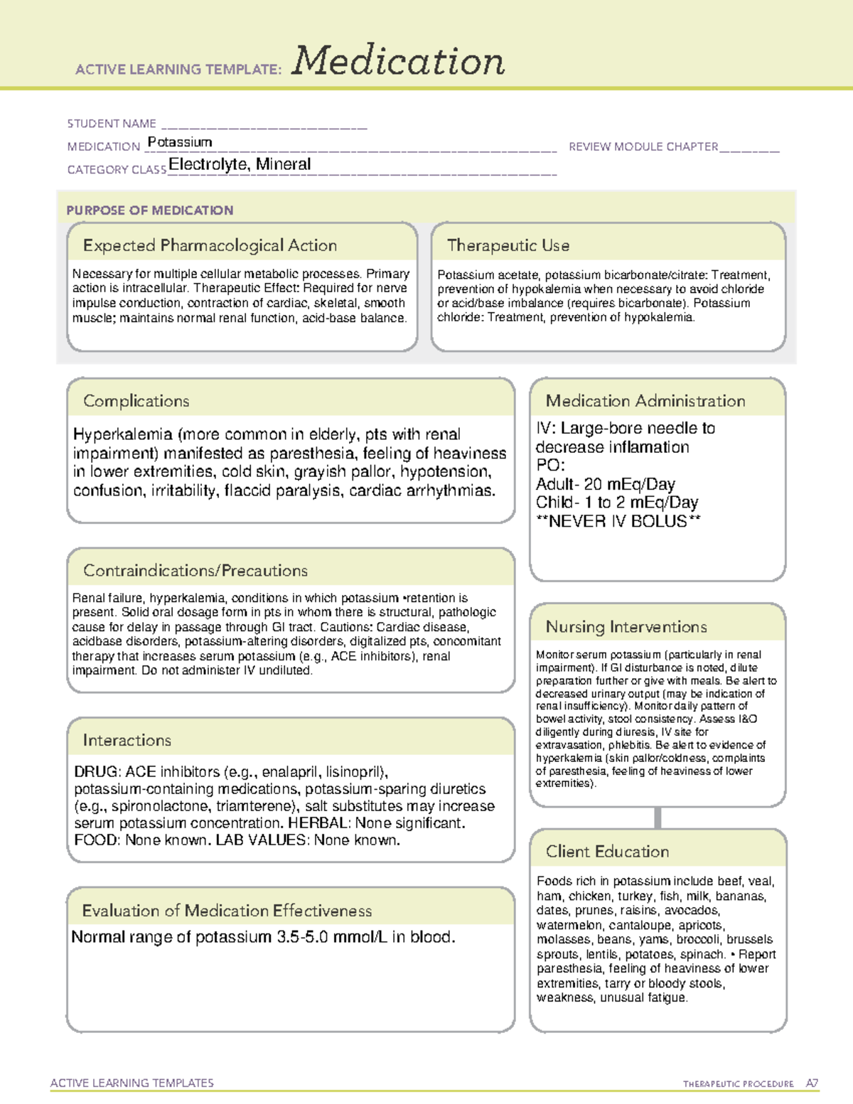 Potassium Medcard - PRN 1356 - Studocu