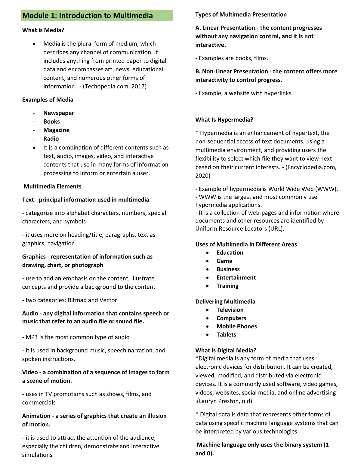 In Tech Reviewer - Module 1: Introduction to Multimedia What is Media ...