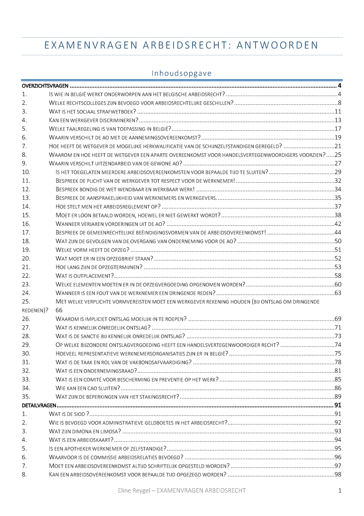 Examenvragen- Arbeidsrecht - E X A M E N V R A G E N A R B E I D S R E ...