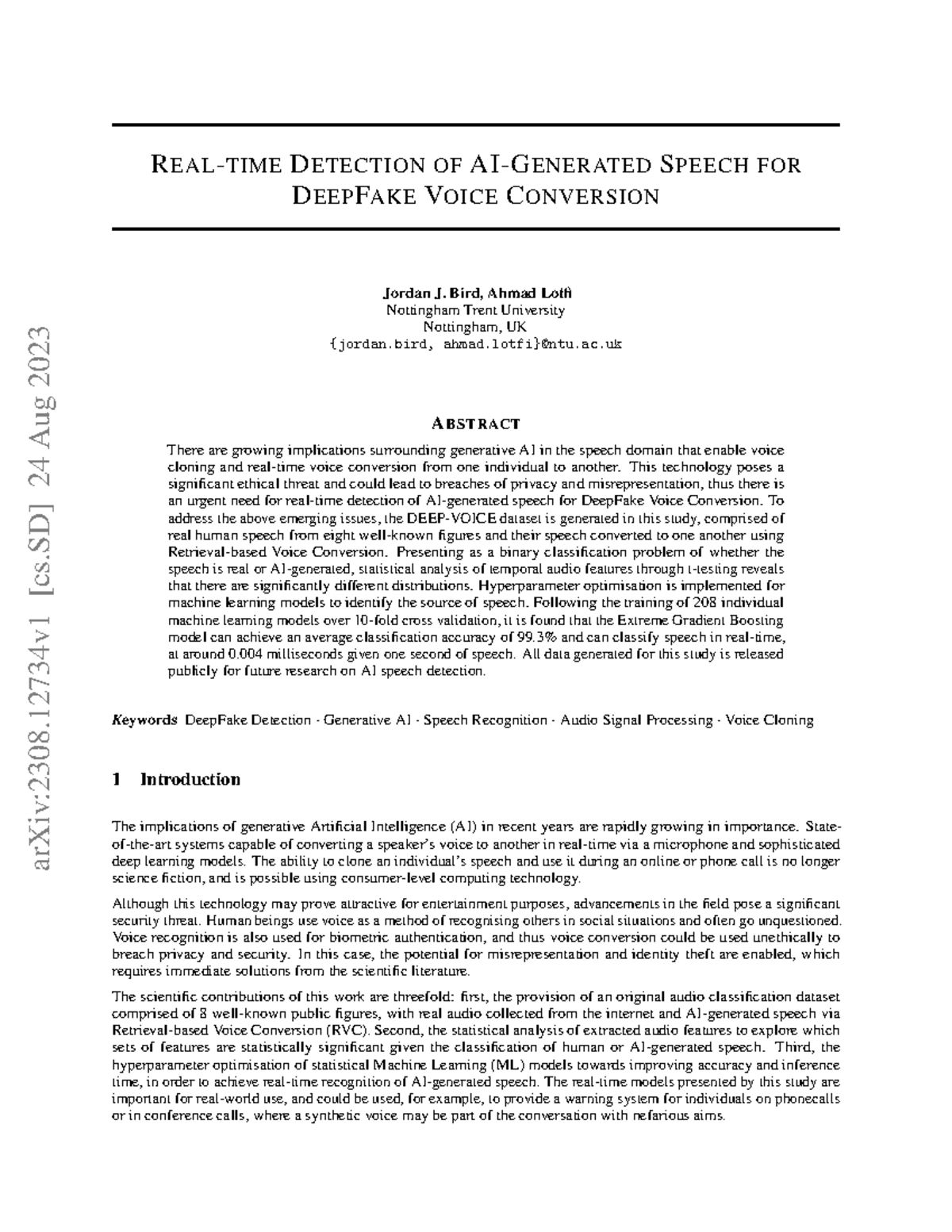 Real-time Detection of AI-Generated Speech for Dee - REAL-TIME ...