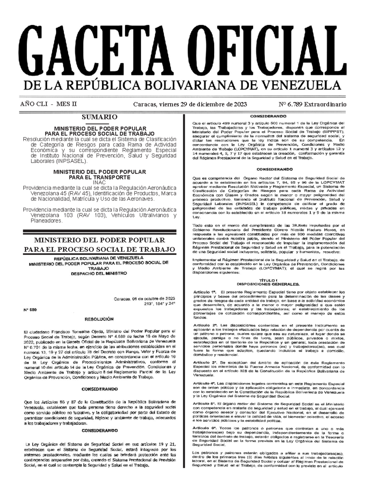 Gaceta Oficial 6 - reglamento especial - 6 Extraordinario GACETA ...