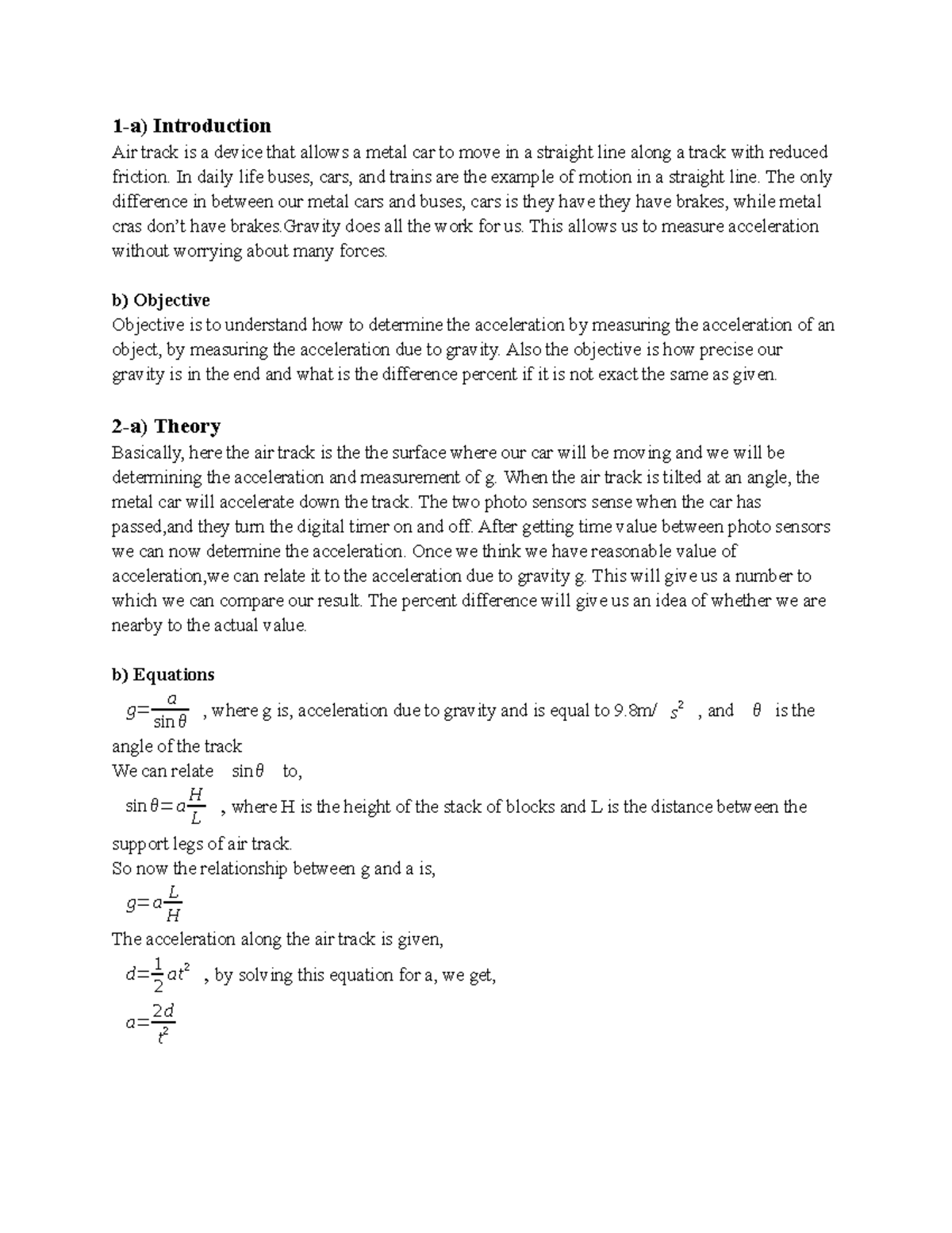Lab 5 PH101 Lab report Principles Of Physics StuDocu