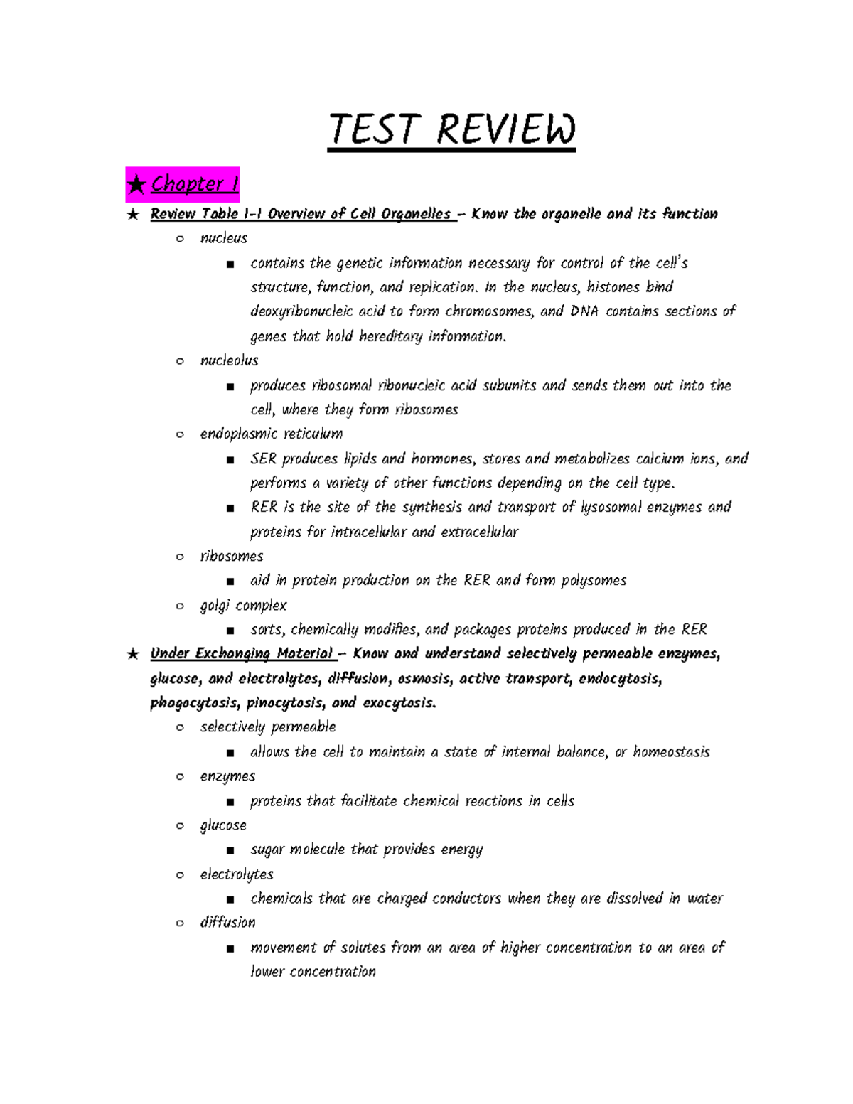 Exam 1 Study Guide - Exam 1 Review - TEST REVIEW ★ Chapter 1 ★ Review ...