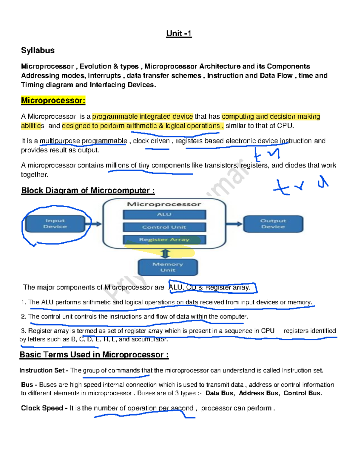 Unit 1 MP Final - mpnotes - Unit - Syllabus Microprocessor , Evolution ...