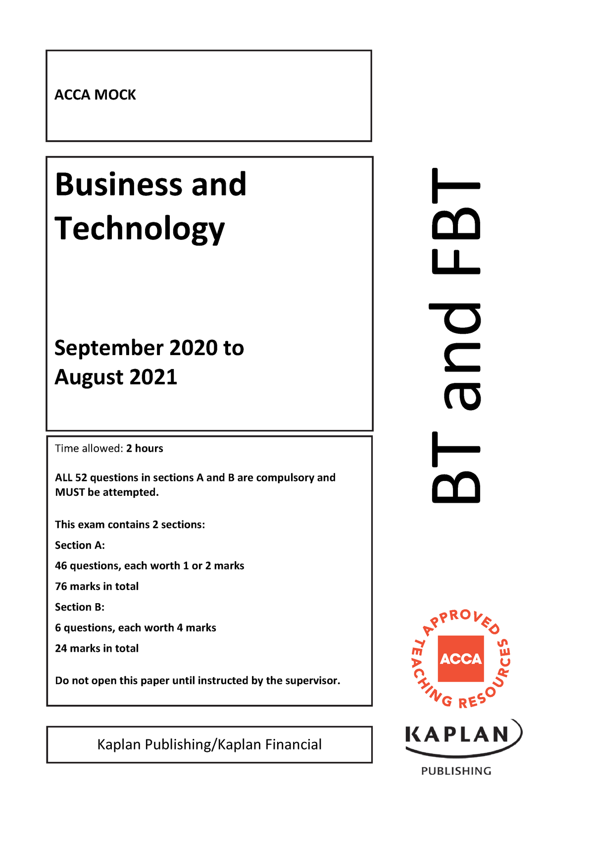 BT Mock - Questions S20-A21 - Business And Technology September 2020 To ...