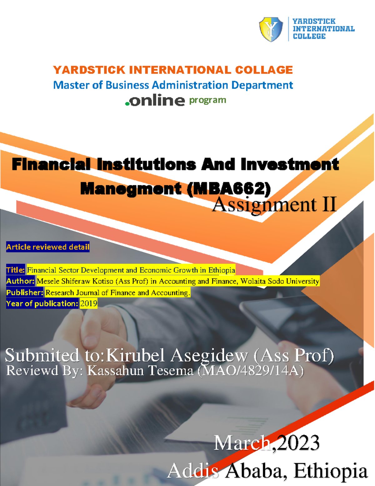 Fiim Assignment Ii - Financial Institutions And Investment Management 