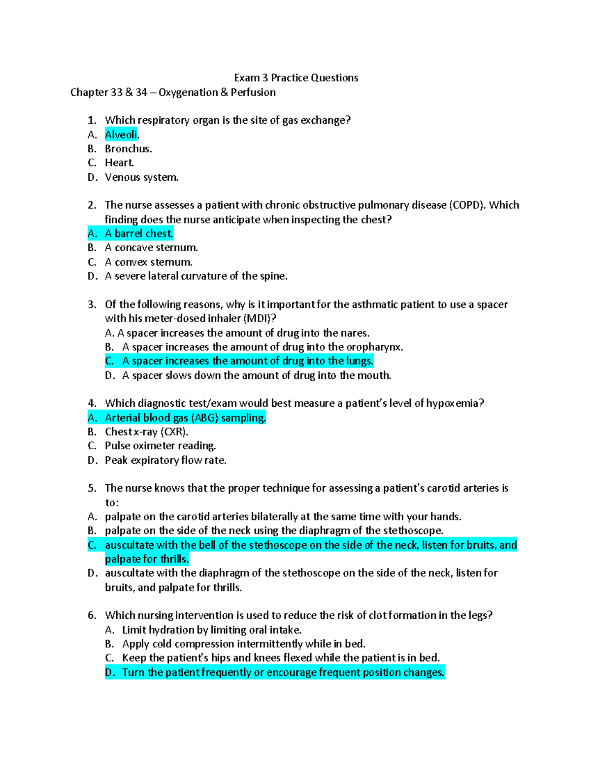 Exam 3 Practice Questions - Exam 3 Practice Questions Chapter 33 & 34 3 ...